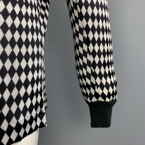 Vintage GIANNI VERSACE Size S Black & White Rhombus Polyamide High Collar Pullover Sweater