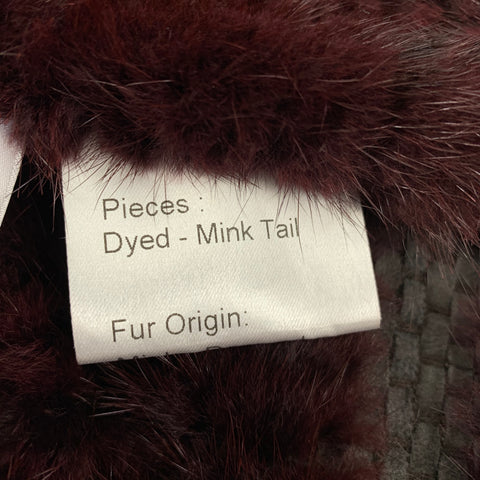 VINTAGE Size One Size Burgundy Mink Woven Poncho Cape