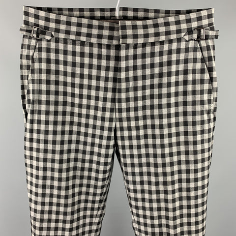TOM FORD Size 30 Black & Grey Checkered Wool Zip Fly Dress Pants