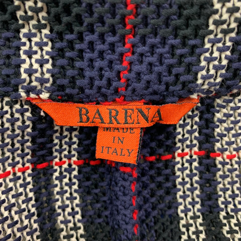 BARENA Taille 40 Manteau de sport à carreaux bleu marine et blanc