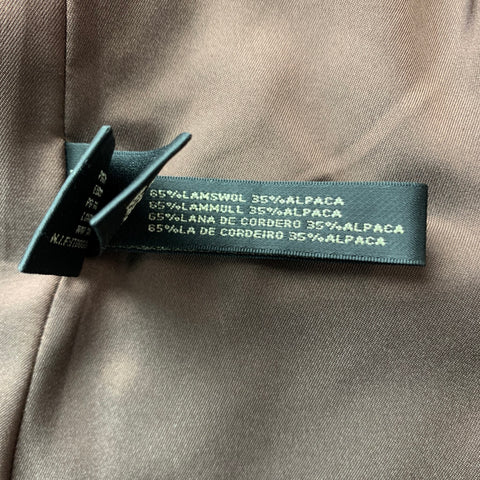 RALPH LAUREN Black Label Taille 2 Veste à col haut en laine d'agneau en tweed marron