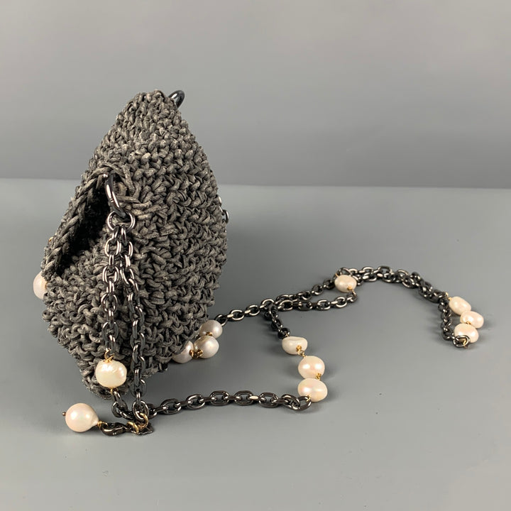 GRAZIA & MARICA VOZZA Grey Woven Pearl Shoulder Bag