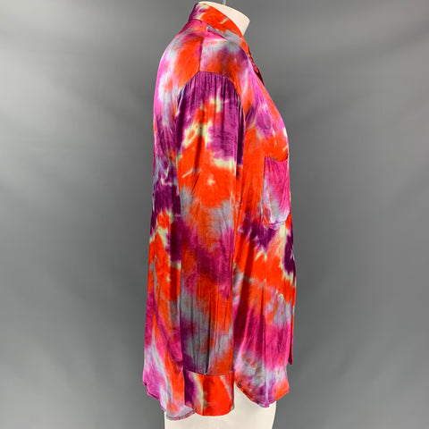 GARCONS INFIDELES Size XS Purple Tie Dye Viscose Button Up  Long Sleeve Shirt
