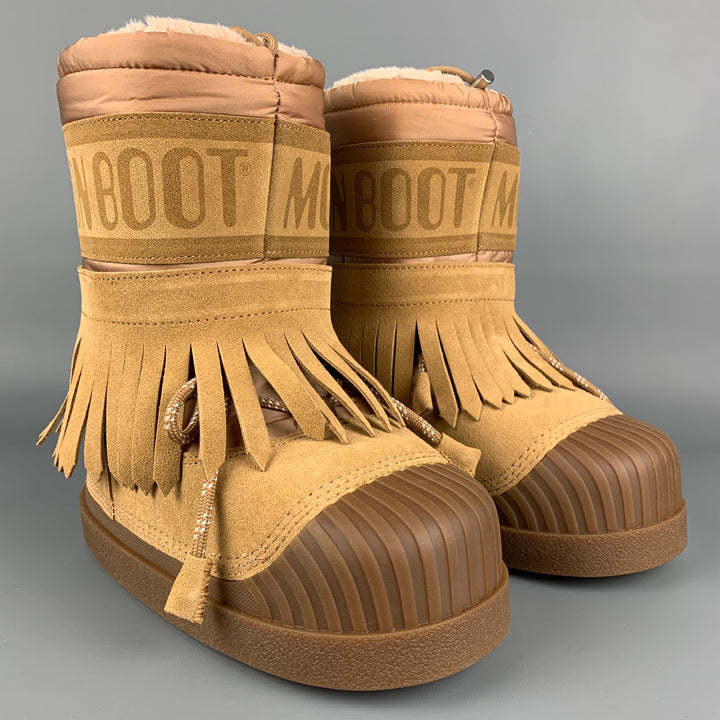 MONCLER GENIUS x PALM ANGELS Collection Size 6 Tan Suede Pull On Moon Boots