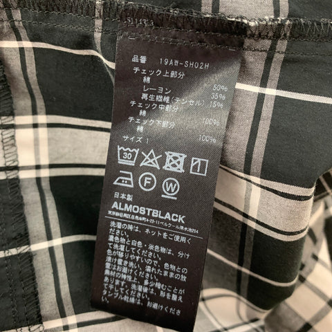 ALMOST BLACK Size M Black White Plaid Cotton Blend Oversized Long Sleeve Shirt