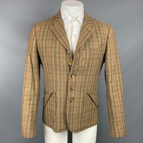 PAUL SMITH Size M Tan & Brown Plaid Wool Notch Lapel Sport Coat