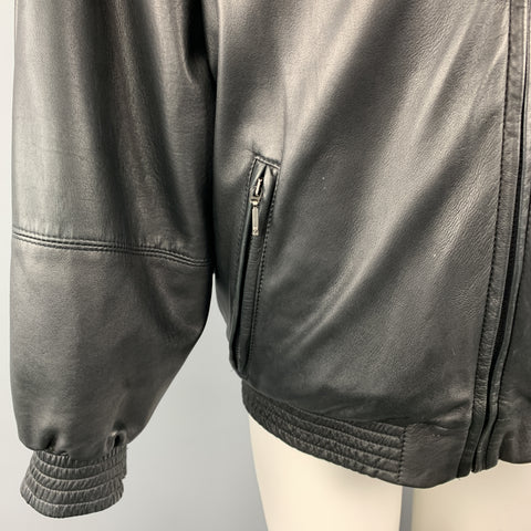 NEIMAN MARCUS Size M Brown Fur & Black  Leather Reversible Jacket