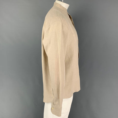 MAGEE Size XL Oatmeal Linen Long Sleeve Shirt
