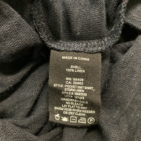THEORY Size M Black Linen One Pocket Short Sleeve Shirt