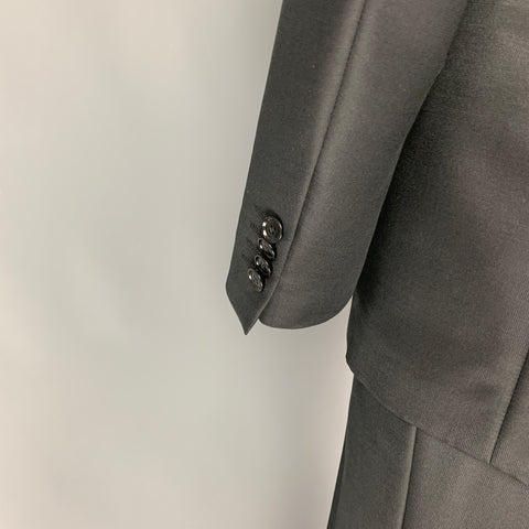 PAL ZILERI Size 40 Black Wool Silk Peak Lapel Suit