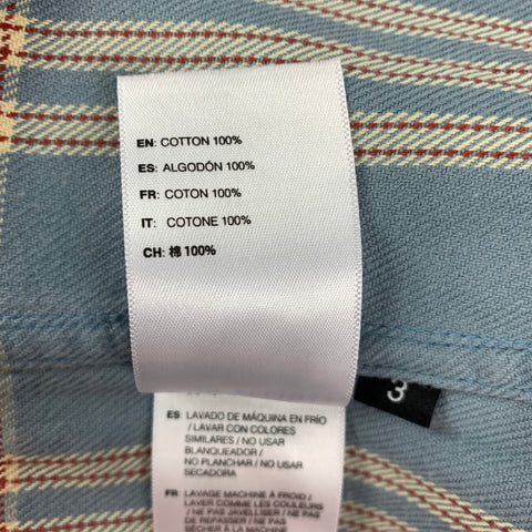 JOHN ELLIOTT Size L Powder Blue Brick Plaid Brushed Cotton Long Sleeve Shirt