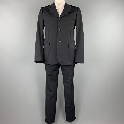 COMME des GARCONS HOMME PLUS Size 42 Regular Navy Nylon Blend Peak Lapel Suit