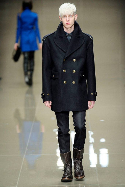 BURBERRY PRORSUM Size M/L Oversized Navy Blue Wool Double Breasted Coat