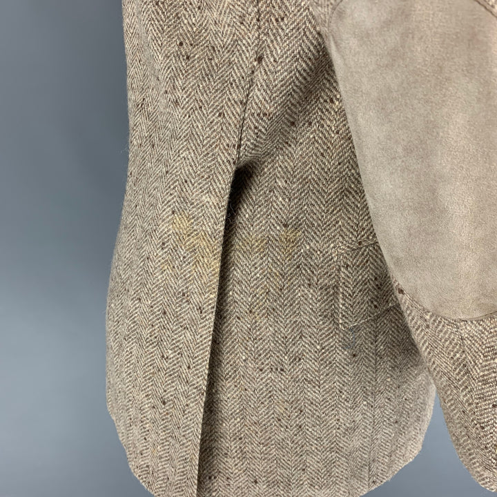 BRIONI for WILKES BASHFORD Size 39 Cream Taupe Herringbone Wool Alpaca Sport Coat