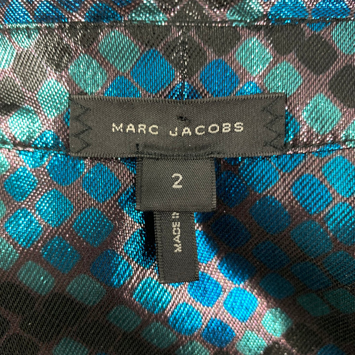 MARC JACOBS Size 2 Multi-Color Silk Polyester Sequin Print Button Up Shirt