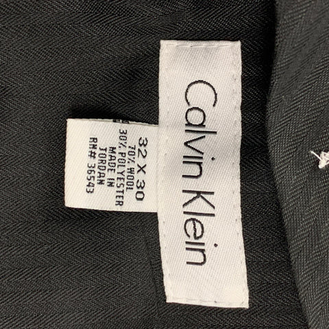 CALVIN KLEIN Size 42 Regular Grey Plaid Wool Blend Notch Lapel Suit