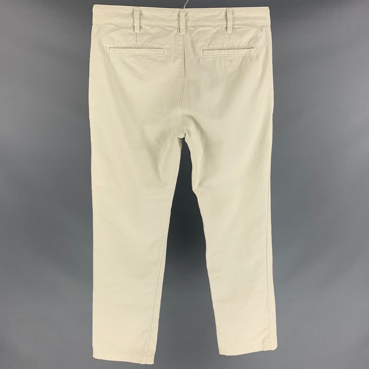 SKU Size 32 Off White Cotton Zip Fly Casual Pants
