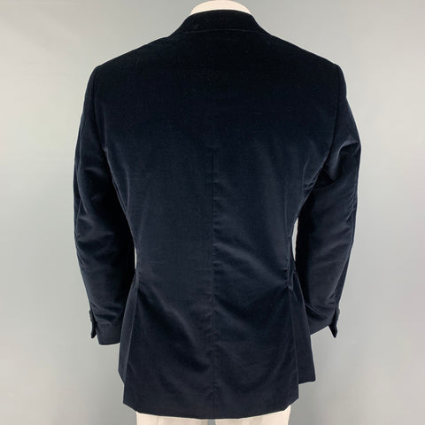 SUIT SUPPLY Size 44 Navy Black Cotton Velvet Peak Lapel Sport Coat