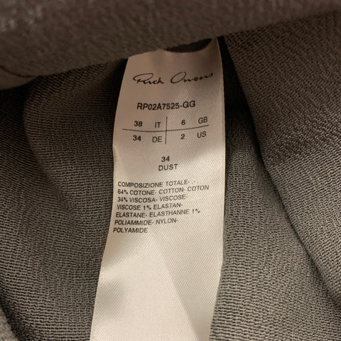 RICK OWENS Taille 2 Robe à manches courtes en mélange de coton mousse