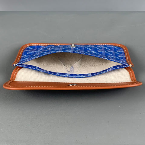GOYARD Blue Tan Logo Coated Canvas Wallet