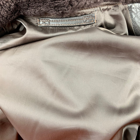 VINTAGE Size L Brown Leather Bomber Jacket