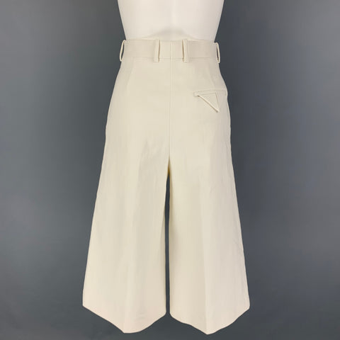 BOTTEGA VENETA Size 2 Cream Linen Wrinkled Wide Leg Dress Pants