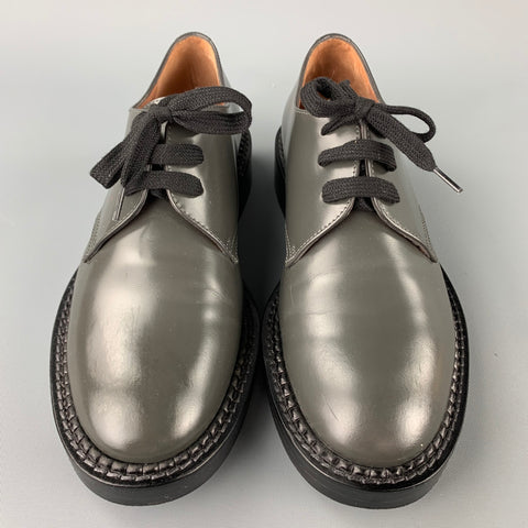 MARNI Size 6 Slate Leather Lace Up Shoes