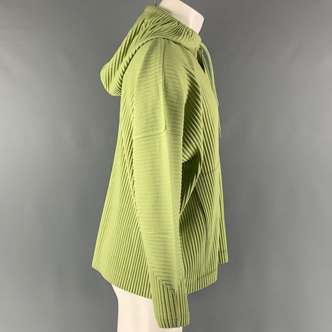 ISSEY MIYAKE HOMME PLISSE Size M Green Chartreuse Pleated Polyester Hooded Pullover