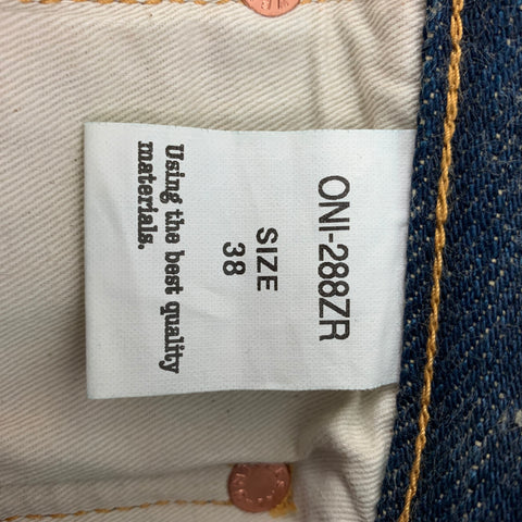 ONI DENIM Size 38 Indigo Contrast Stitch Selvedge Denim Button Fly Jeans