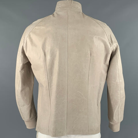 RICK OWENS Size L Grey Leather Zip Up Jacket