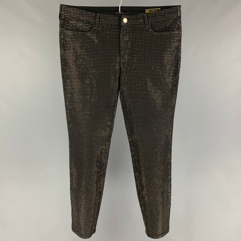 VERSACE COLLECTION Size 32 Black Gold Studded Cotton Casual Pants
