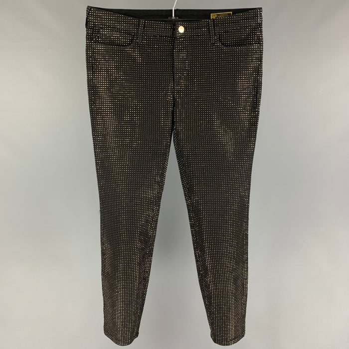 VERSACE COLLECTION Size 32 Black Gold Studded Cotton Casual Pants