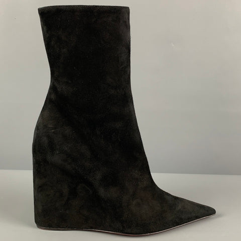 AMINA MUADDI Talla 7.5 Botas puntiagudas de ante negro