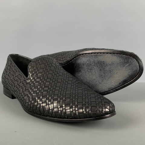 BOTTEGA VENETA Size 9 Black Woven Slip On Loafers