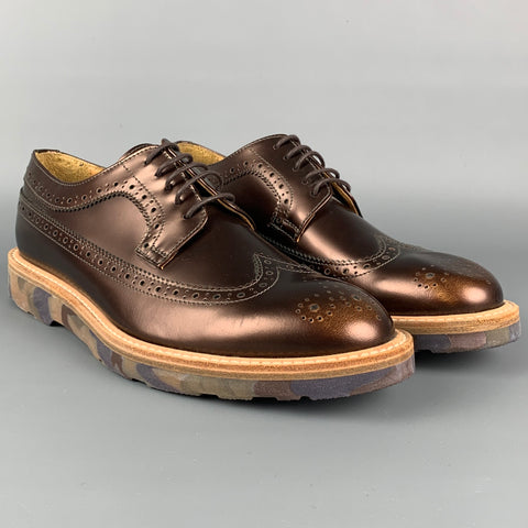PAUL SMITH Size 7.5 Copper Leather Perforated Wingtip Shoes