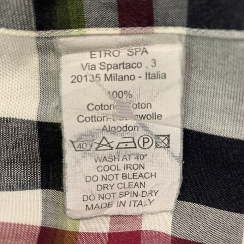 ETRO Taille S Chemise à manches longues boutonnée en coton à carreaux multicolore