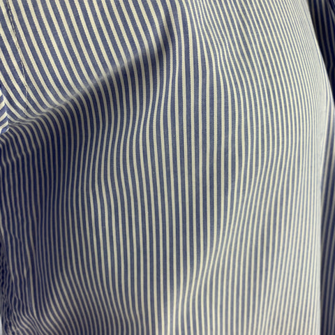 SUITSUPPLY Size M Blue White Stripe Cotton Spread Collar Long Sleeve Shirt
