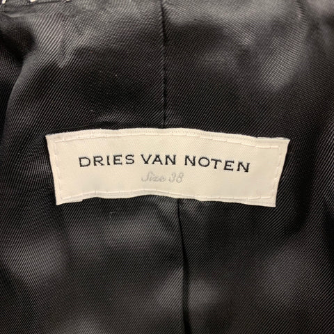DRIES VAN NOTEN Size 6 Black Silver Beaded Sequin Cotton Jacket Blazer