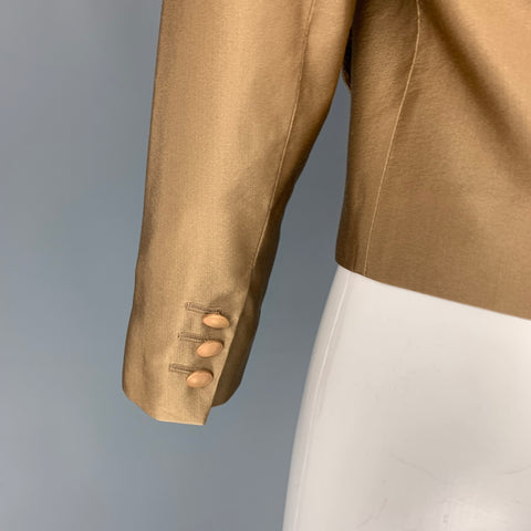 PRADA Talla 6 Blazer de chaqueta de un solo pecho de seda de lana de cobre