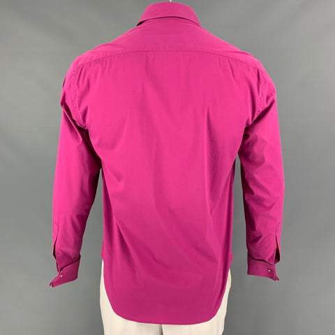 VALENTINO Size 16 Fuchsia Cotton Blend French Cuff Blouse