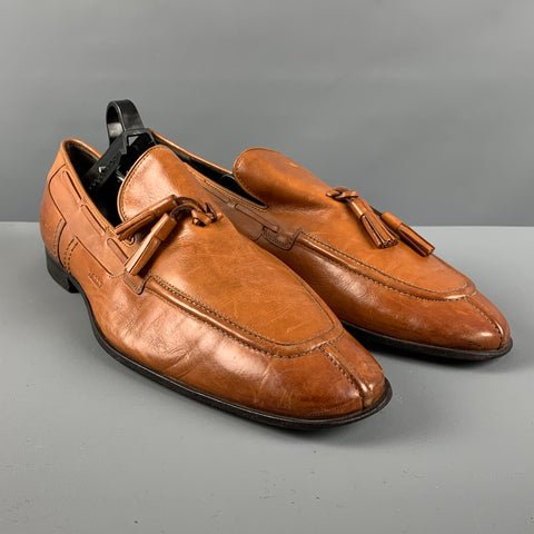 BALLY Size 9.5 Camel Leather Tassels Loafers