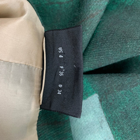 AKRIS Size 4 Green & Light Blue Wool Color Block Jacket
