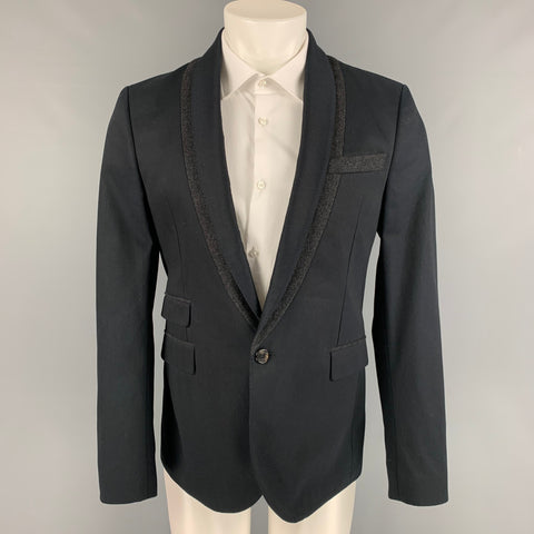 MCQ by ALEXANDER MCQUEEN Size 40 Black Charcoal Wool / Polyester Sport Coat