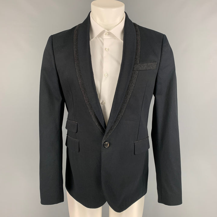 MCQ by ALEXANDER MCQUEEN Size 40 Black Charcoal Wool / Polyester Sport Coat