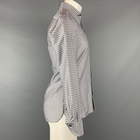 IKE BEHAR Size S Grey & White Stripe Cotton Button Down Long Sleeve Shirt