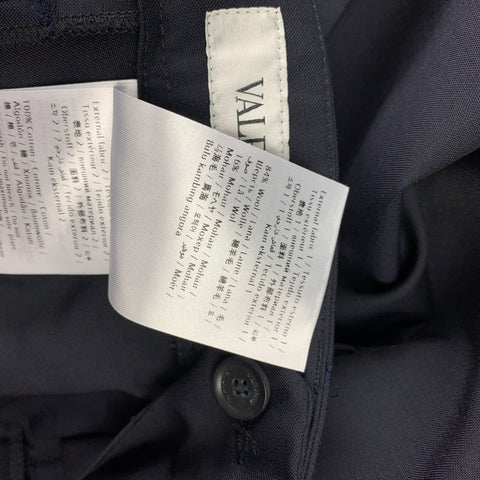 VALENTINO Taille 30 Pantalon habillé plissé en laine color block bleu marine et vert