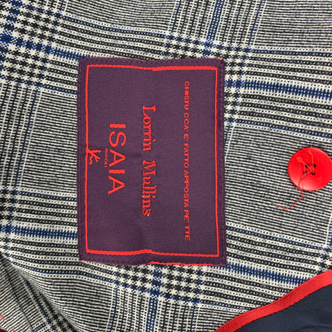 ISAIA Size 38 Regular Grey & Blue Glenplaid Wool Double Breasted Sport Coat
