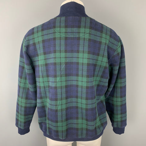 POLO by RALPH LAUREN Size L Green & Navy Plaid Cotton / Polyester Sweatshirt