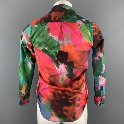 CÉRÉMONIE D’OUVERTURE Taille XS Chemise à manches longues boutonnée en coton imprimé multicolore