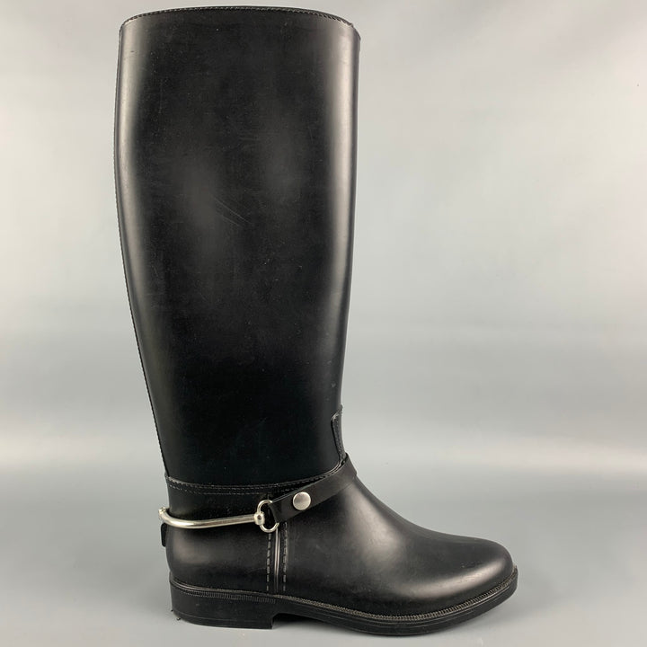 BARNEY'S NEW YORK Size 8 Black Rubber Boots